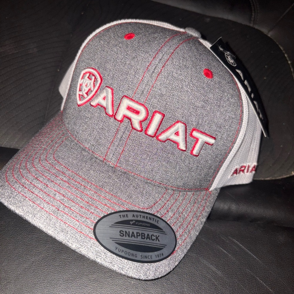 Ariat Heather Gray and Red Logo Cap